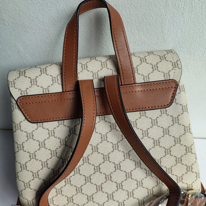 KUEFEIPJU Vintage Style Flap Leather Women's Backpack