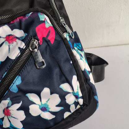 Vibrant Floral Print Women’s Black Fashion Backpack