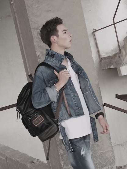 Premium Vintage Leather Dual Strap Flap Over Backpack