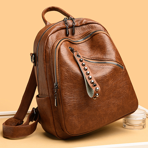 Barquinoa Kangaroo PU Leather Women's Backpack (Brown)