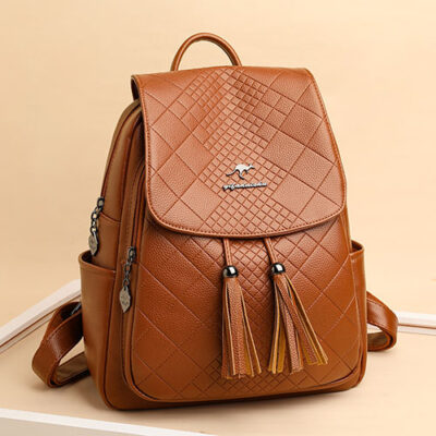 Casual Versatile Soft Leather Women's Backpack (Brown)