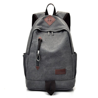 Simple Vintage Canvas Fabric Men's Backpack (Grey)