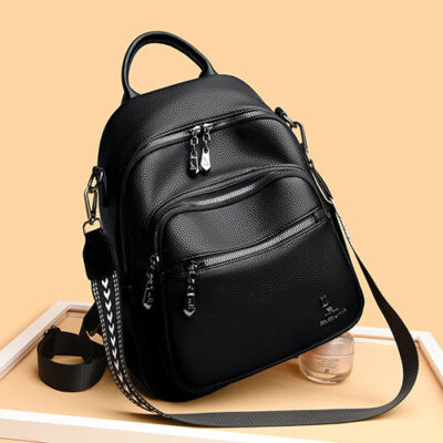 Luxury Designer Multiple Pockets Women's Backpack (Black)