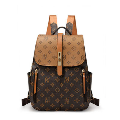 Retro Casual Presbyopia PU Leather Women's Backpack (Brown)